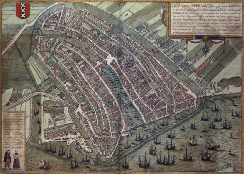 Map of Amsterdam from Civitates Orbis Terrarum by Georg Brau and Frans Hogenburg, REMBRANDT Harmenszoon van Rijn